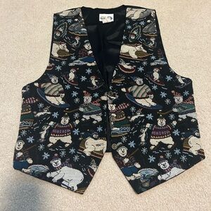 Vintage Polar Bear Patterned Vest